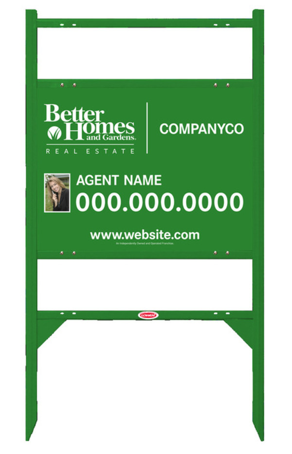 Angle Iron Frame With Two Rider Inserts And Photo Sign Panel Unit, 18"H X 24"W, Green