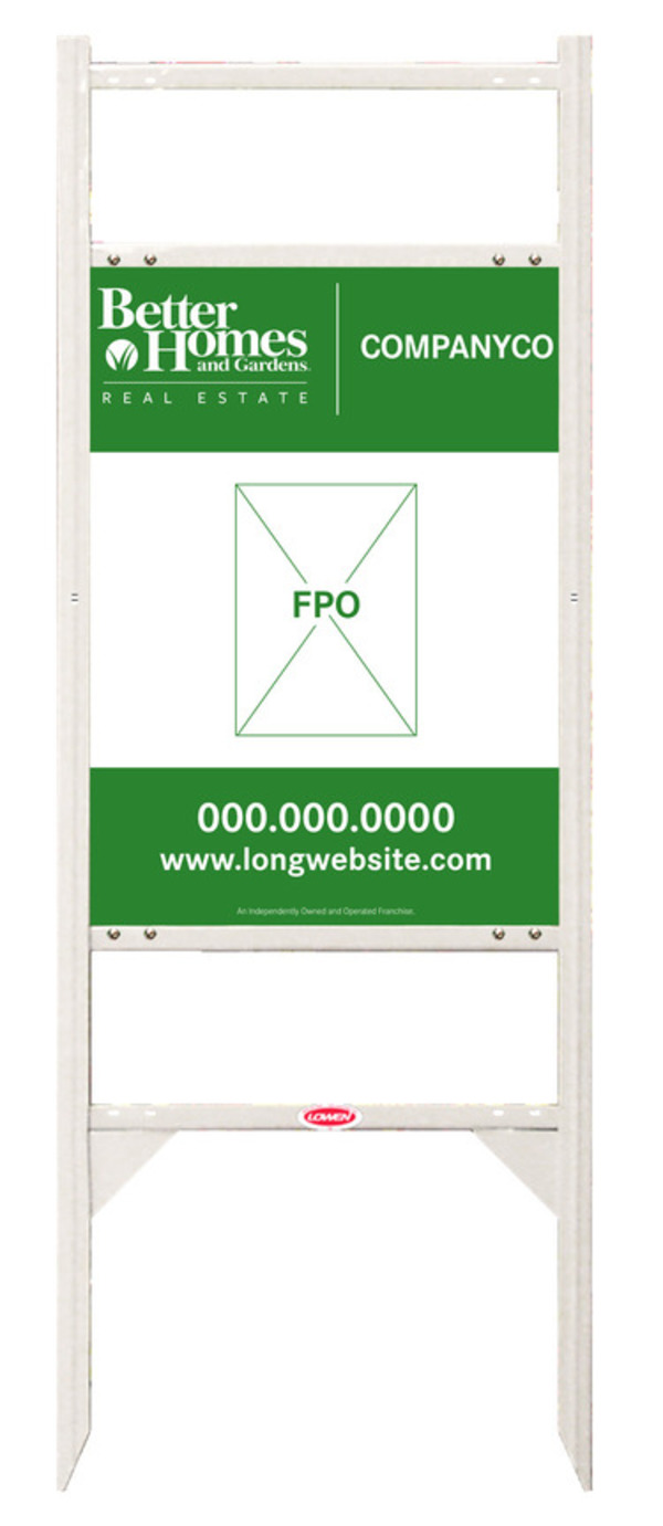 Better Homes and Gardens Real Estate Angle Iron Frame with Two Rider Inserts and Sign Panel Unit, 24"h x 18"w