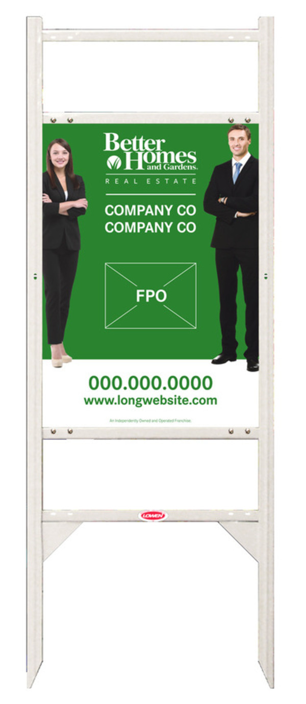 Better Homes and Gardens Real Estate Angle Iron Frame with Two Rider Inserts and Sign Panel Unit, 24"h x 18"w