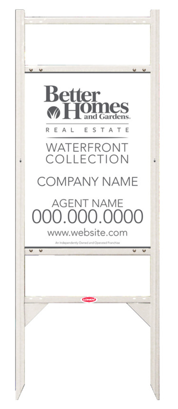 Waterfront Collection Angle Iron Sign Frame And Agent Panel Unit With Two Rider Inserts, 24 GA Steel 24"H X 18"W