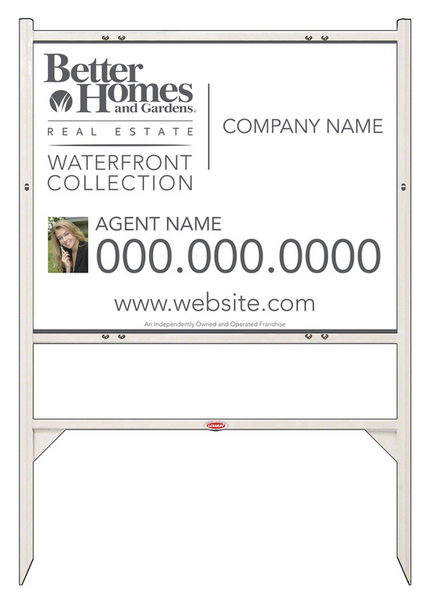 Waterfront Collection Real Estate White Angle Iron Sign Frame And Photo Panel Unit, 24 GA Steel 24"H X 30"W