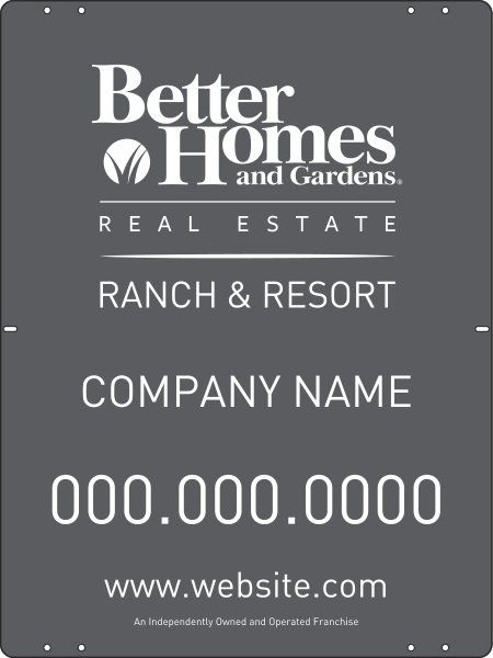 Ranch And Resort Real Estate Sign Panel, 24 GA Steel 24"H X 18"W