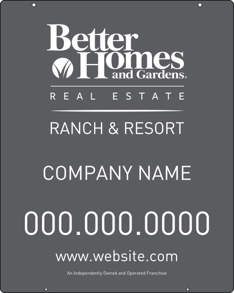 Ranch And Resort Real Estate Hanging Sign Panel With Grommets, 24 GA Steel 30"H X 24"W