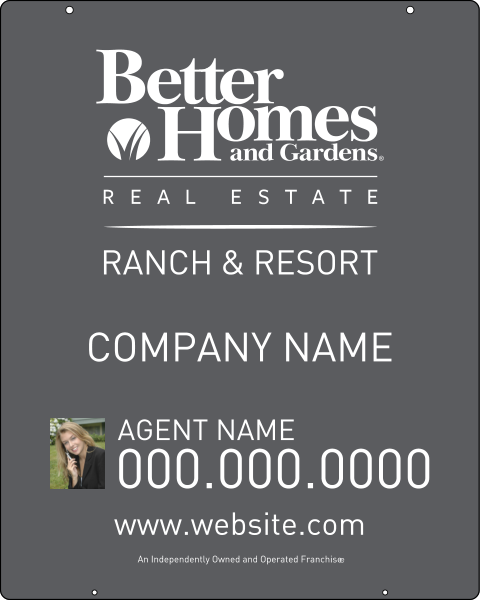 Ranch And Resort Real Estate Photo Hanging Sign Panel With Grommets, 24 GA Steel 30"H X 24"W