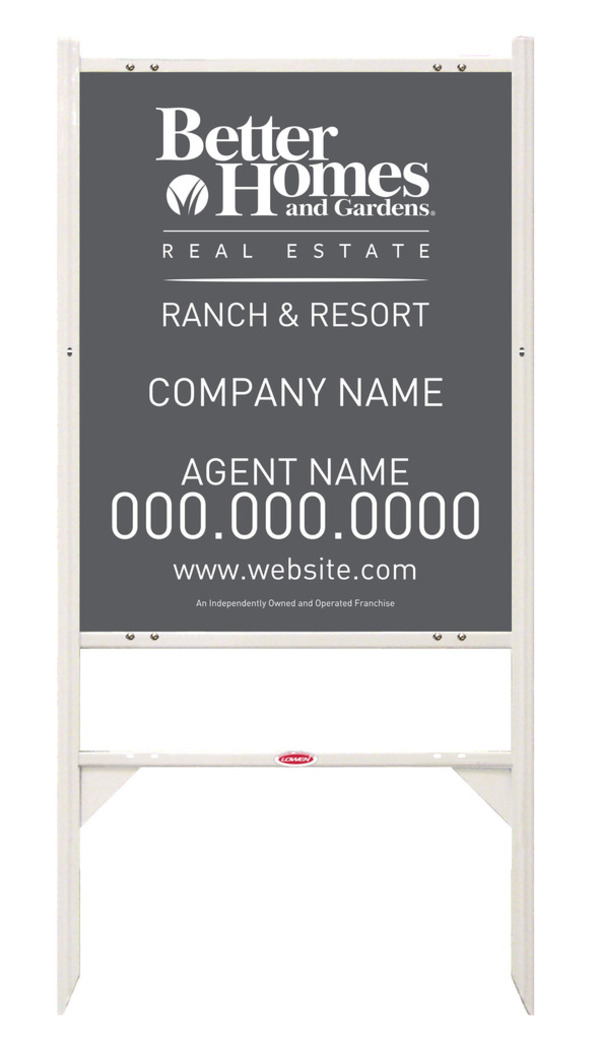 Ranch And Resort Agent Angle Iron Sign Frame And Panel Unit, 24 GA Steel 30"H X 24"W
