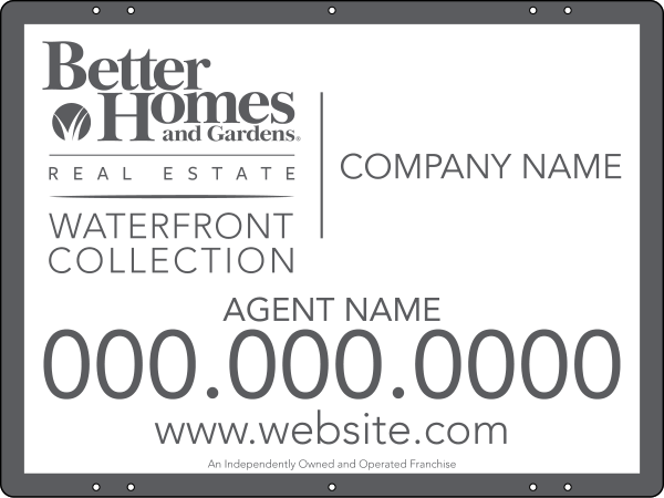 Waterfront Collection Agent Sign Panel, 24 GA Steel 18"H X 24"W