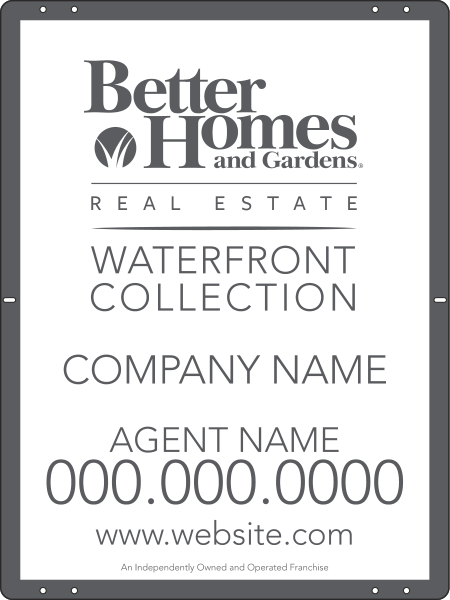 Waterfront Collection Real Estate Agent Sign Panel, 24 GA Steel 24"H X 18"W