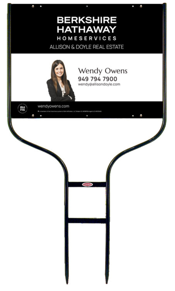 Berkshire Hathaway HomeServices Round Rod Frame and Cut Out Photo Sign Panel Unit, 18"h x 24"w, Steel