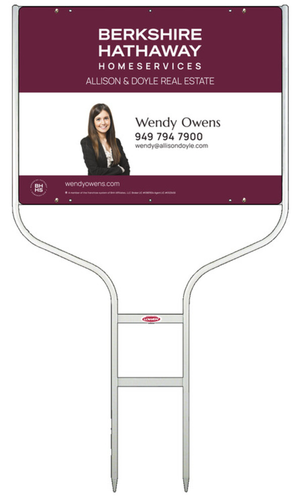 Berkshire Hathaway HomeServices Round Rod Frame and Cut Out Photo Sign Panel Unit, 18"h x 24"w, Steel