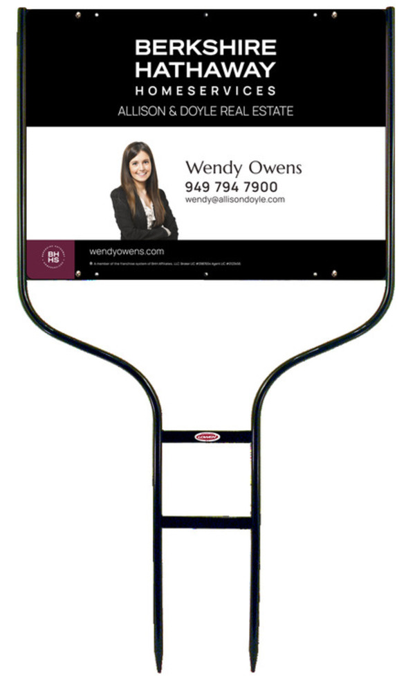 Berkshire Hathaway HomeServices Round Rod Frame and Cut Out Photo Sign Panel Unit, 18"h x 24"w, Steel