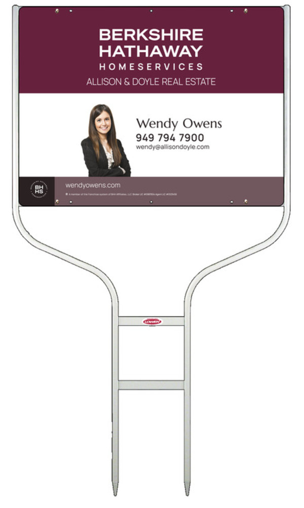 Berkshire Hathaway HomeServices Round Rod Frame and Cut Out Photo Sign Panel Unit, 18"h x 24"w, Steel