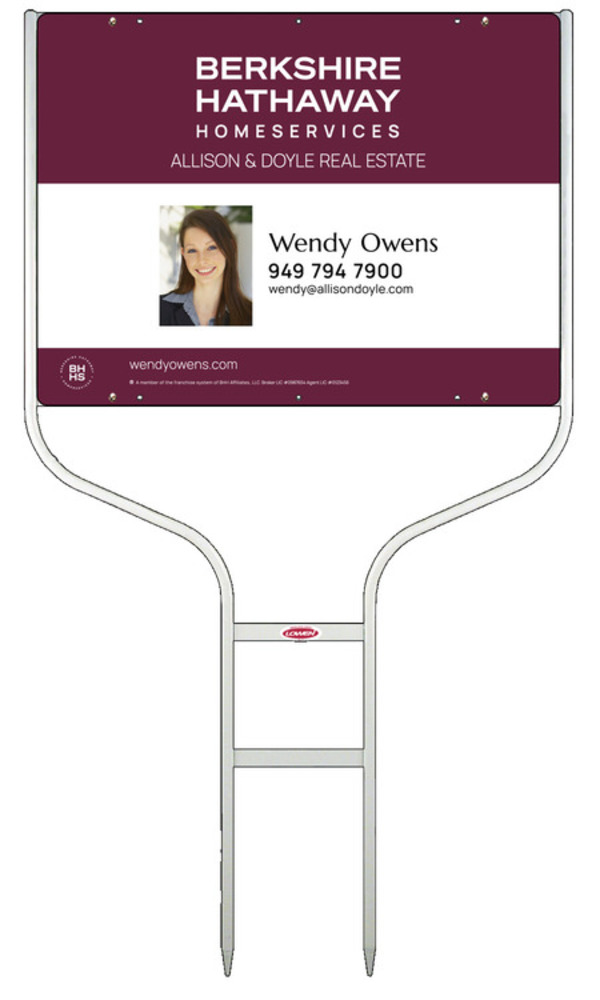 Round Rod Frame And Agent Photo Sign Panel Unit, 18"H X 24"W, Steel