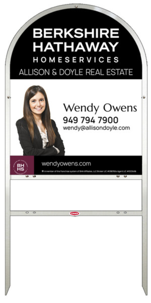 Berkshire Hathaway HomeServices Arc Top Frame w/ 1 rider inserts and Cut Out Photo Sign Panel Unit, 30"h x 24"w, Steel