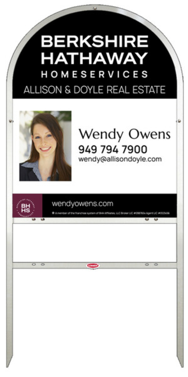 Arc Top Frame W/ 1 Rider Inserts And Agent Photo Sign Panel Unit, 30"H X 24"W, Steel