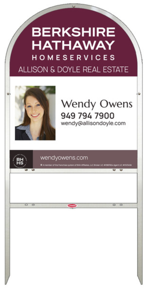 Arc Top Frame W/ 1 Rider Inserts And Agent Photo Sign Panel Unit, 30"H X 24"W, Steel