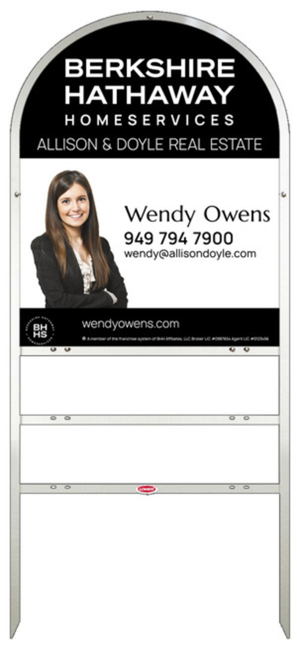 Berkshire Hathaway HomeServices Arc Top Frame w/ 2 rider inserts and Cut Out Photo Sign Panel Unit, 30"h x 24"w, Steel