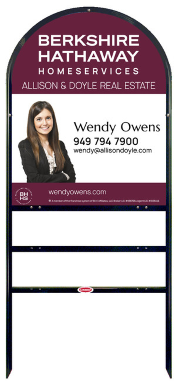 Berkshire Hathaway HomeServices Arc Top Frame w/ 2 rider inserts and Cut Out Photo Sign Panel Unit, 30"h x 24"w, Steel