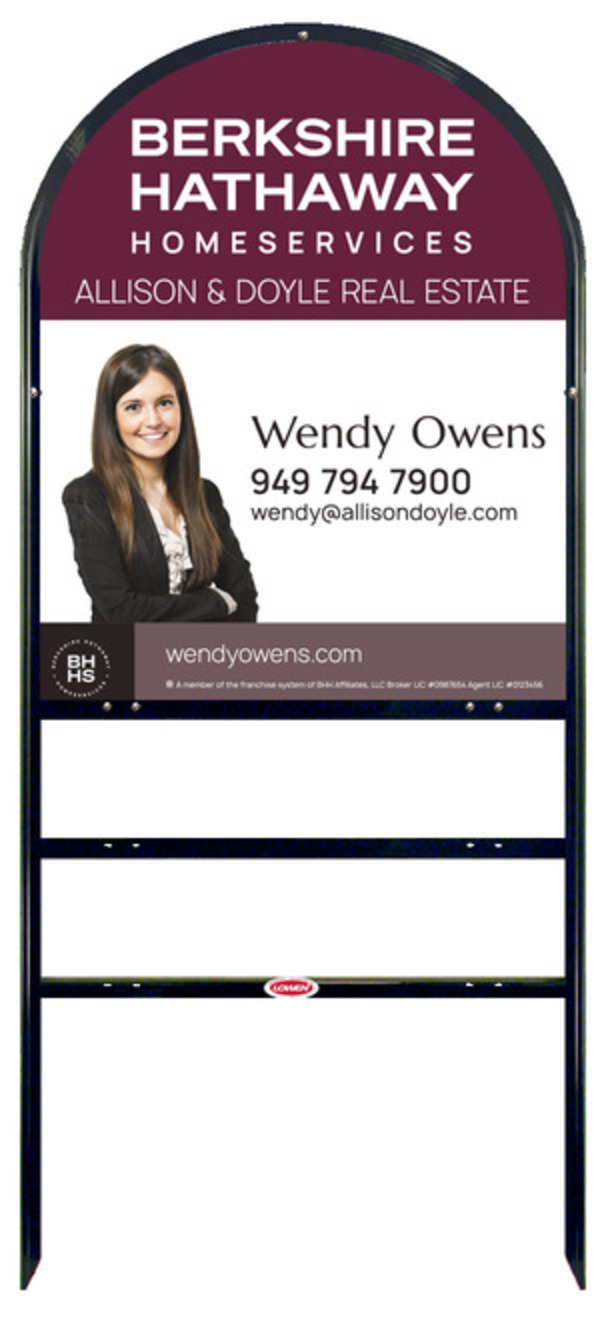 Berkshire Hathaway HomeServices Arc Top Frame w/ 2 rider inserts and Cut Out Photo Sign Panel Unit, 30"h x 24"w, Steel