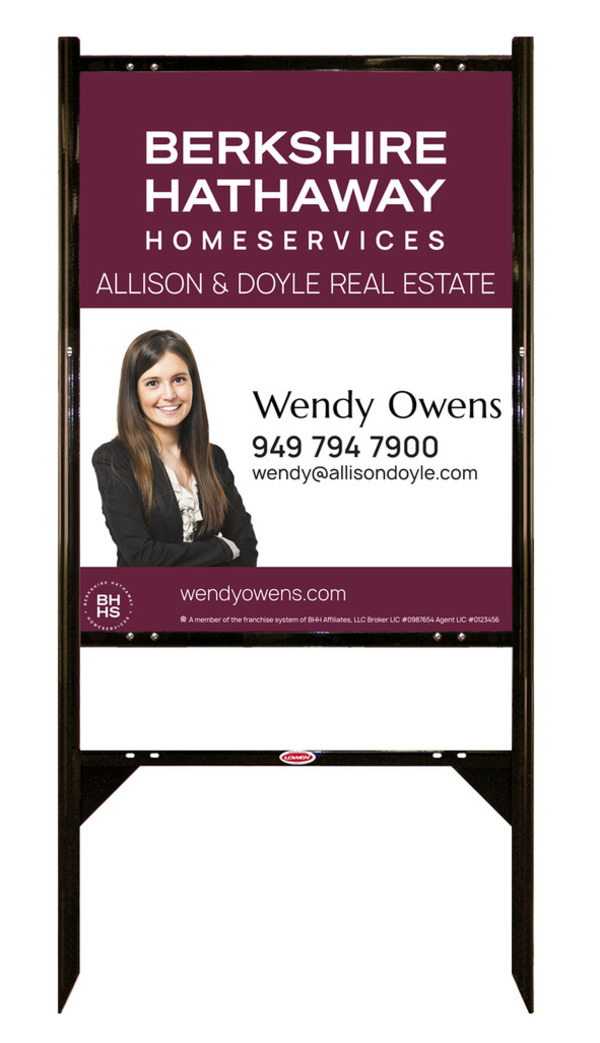 Berkshire Hathaway HomeServices Angle Iron Frame and Cut Out Photo Sign Panel Unit, 30"h x 24"w, Steel