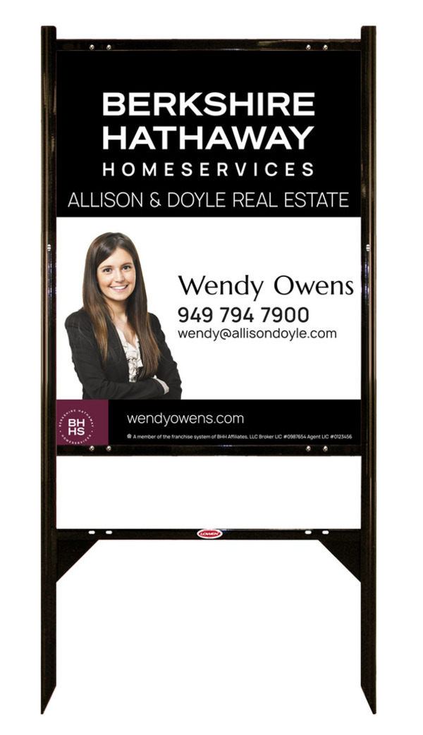 Berkshire Hathaway HomeServices Angle Iron Frame and Cut Out Photo Sign Panel Unit, 30"h x 24"w, Steel