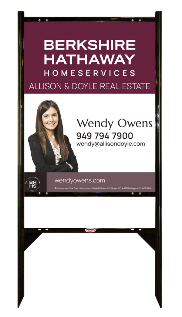 Berkshire Hathaway HomeServices Angle Iron Frame and Cut Out Photo Sign Panel Unit, 30"h x 24"w, Steel