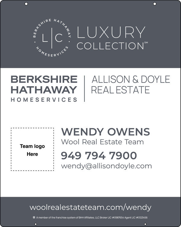 Reflective Hanging Agent Team Logo Sign Panel, 30"H X 24"W, 3mm Aluminum Composite