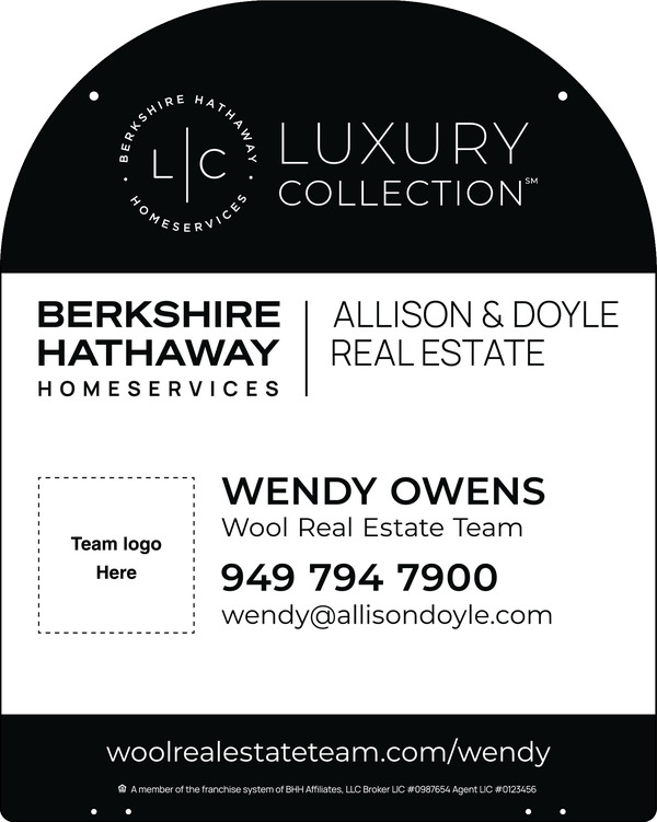 Reflective Hanging Yard Arm Dome Agent Team Logo Sign Panel, 30"H X 24"W, 3mm Aluminum Composite