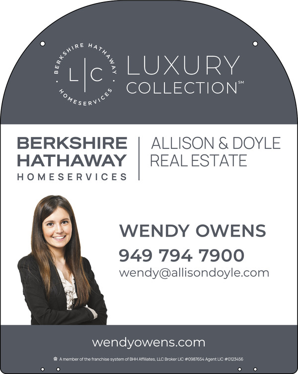 Berkshire Hathaway HomeServices Reflective Hanging Yard Arm Dome Cut Out Photo Sign Panel, 30"h x 24"w, 3mm Aluminum Composite