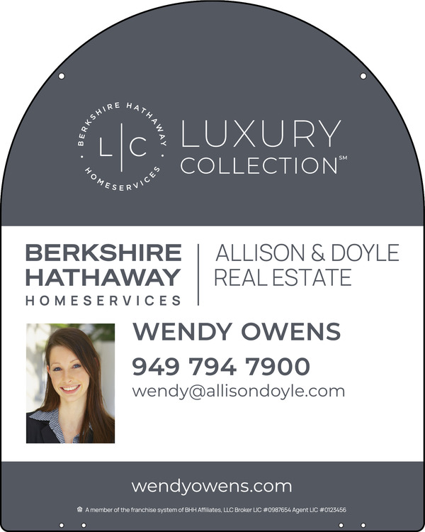 Hanging Arc Top Agent Photo Sign Panel, 30"H X 24"W, Steel