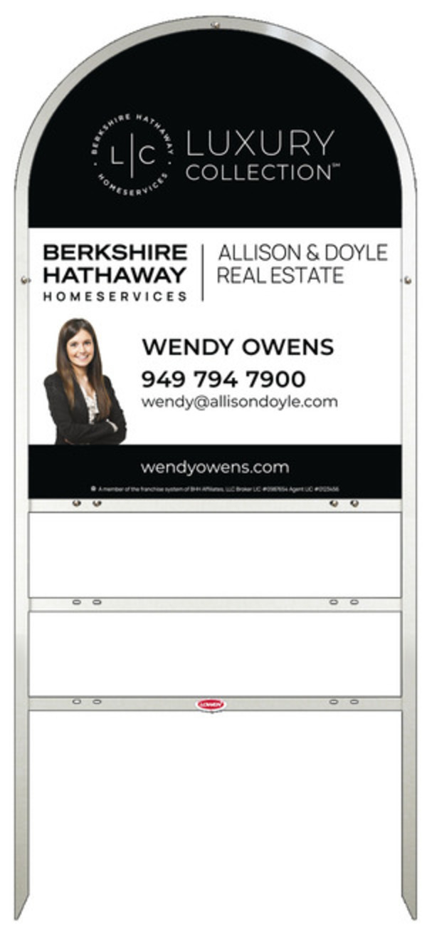 Berkshire Hathaway HomeServices Arc Top Frame w/ 2 rider inserts and Cut Out Photo Sign Panel Unit, 30"h x 24"w, Steel
