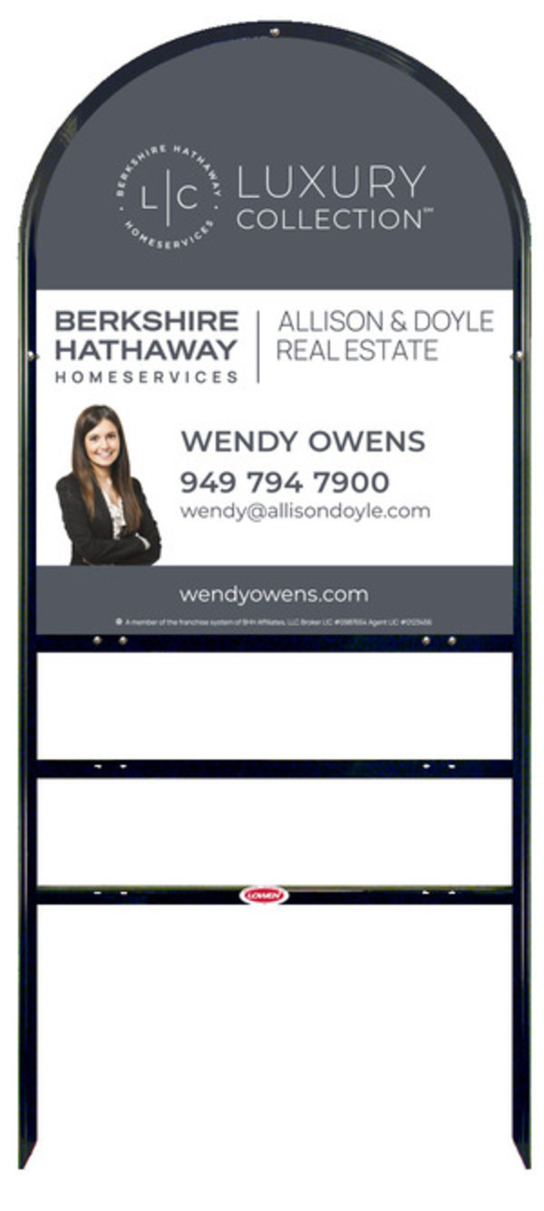 Berkshire Hathaway HomeServices Arc Top Frame w/ 2 rider inserts and Cut Out Photo Sign Panel Unit, 30"h x 24"w, Steel