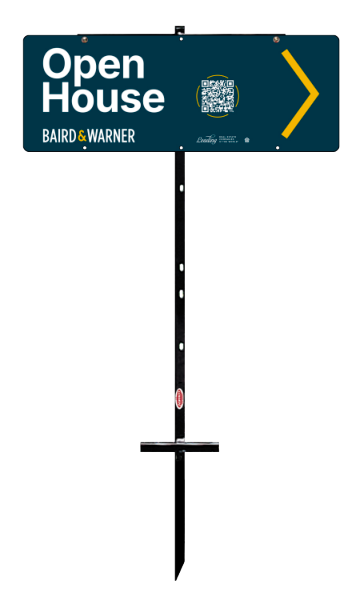 Baird & Warner T-Stake Directional Open House Sign Panel Unit, 9"h x 24"w, 3mm aluminum composite