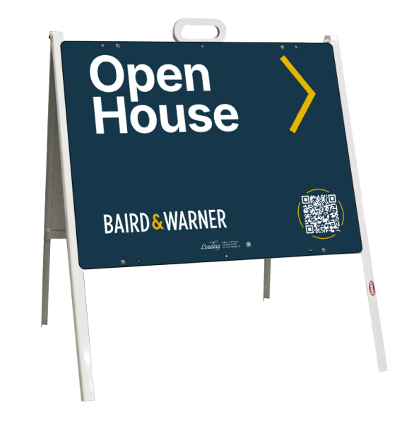 Baird & Warner A-Frame and Office Open House Sign Panel Unit, 18"h x 24"w, Steel