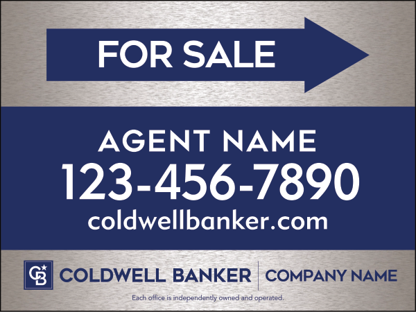 Directional Agent For Sale Sign Panel, 18"H X 24"W, 4mm Corrugated