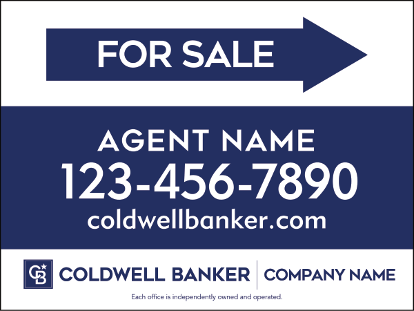 Directional Agent For Sale Sign Panel, 18"H X 24"W, 4mm Corrugated