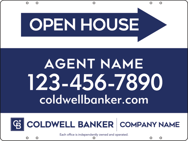 Directional Agent Open House Sign Panel, 18"H X 24"W, Steel