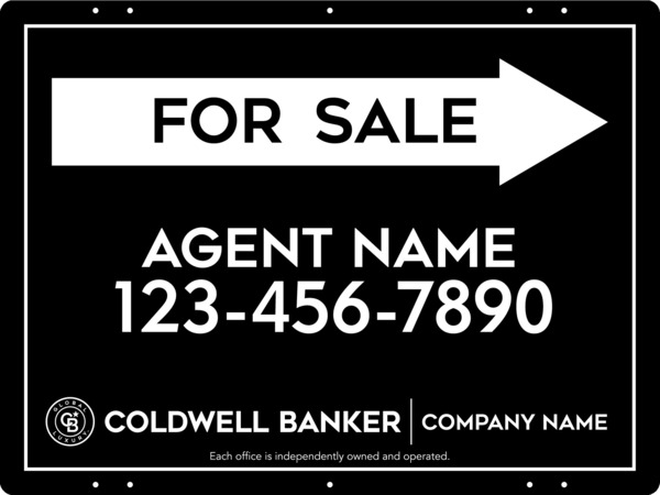 Directional Agent For Sale Sign Panel, 18"H X 24"W, Steel