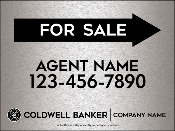 Directional Agent For Sale Sign Panel, 18"H X 24"W, 4mm Corrugated