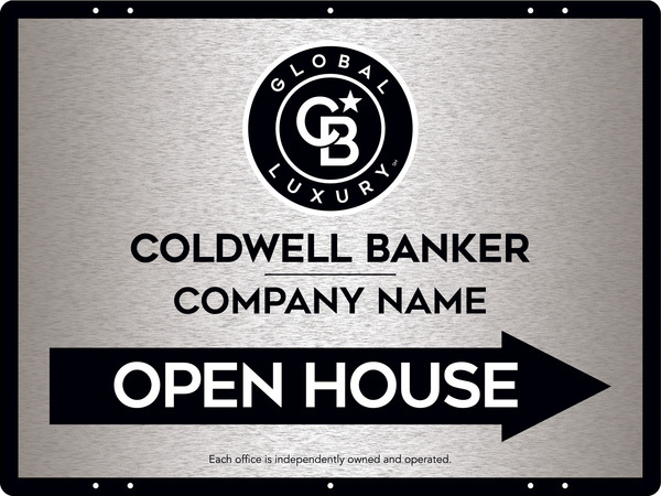 Directional Office Open House Sign Panel, 18"H X 24"W, 3mm Brushed Aluminum Composite