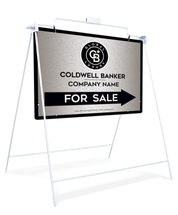 Swinging A-Frame And Office For Sale Sign Panel Unit, 18"H X 24"W, Brushed Aluminum Composite