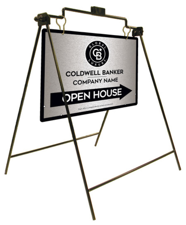Swinging A-Frame And Office Open House Sign Panel Unit, 18"H X 24"W, Brushed Aluminum Composite