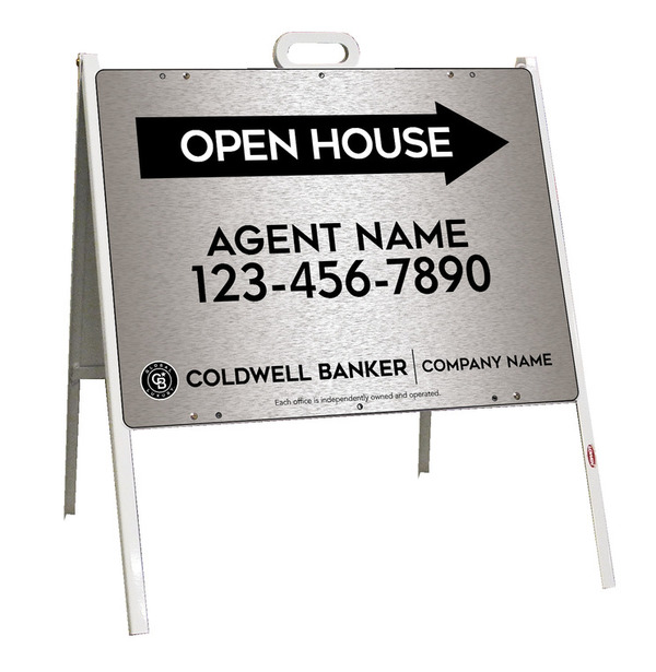 A-Frame And Agent Open House Sign Panel Unit, 18"H X 24"W, Brushed Aluminum Composite