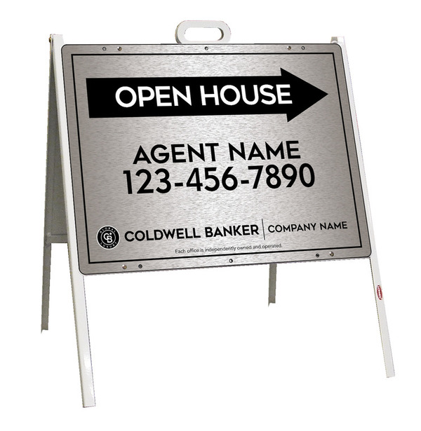A-Frame And Agent Open House Sign Panel Unit, 18"H X 24"W, Brushed Aluminum Composite