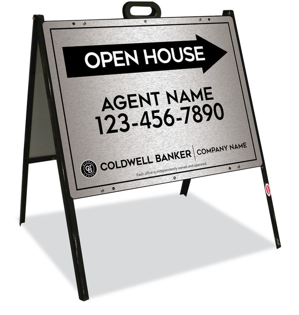 A-Frame And Agent Open House Sign Panel Unit, 18"H X 24"W, Brushed Aluminum Composite