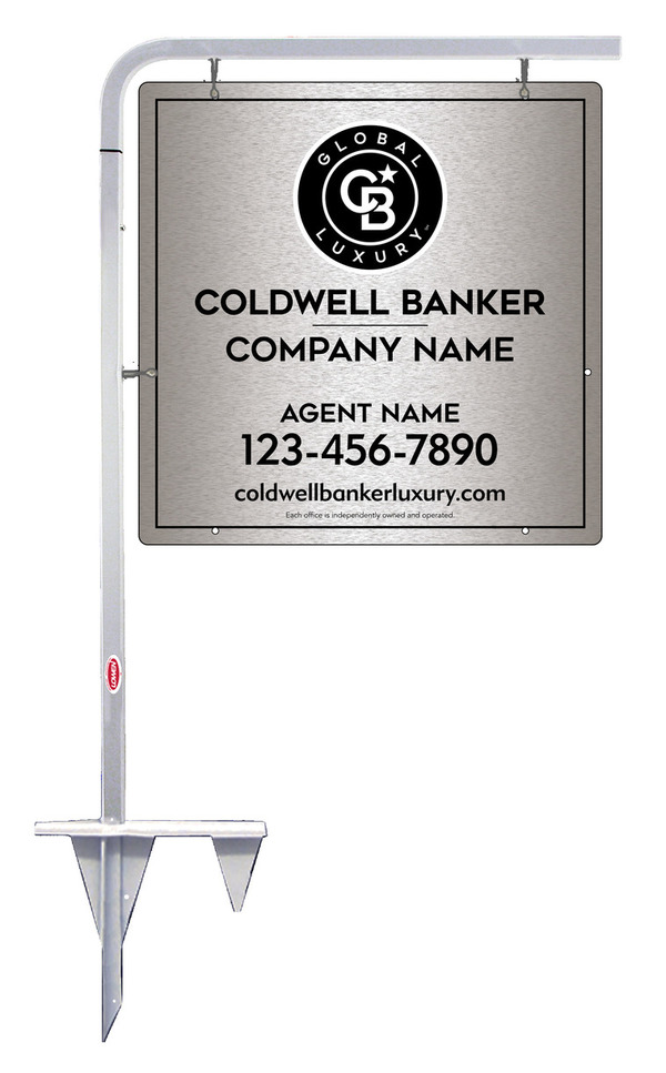 Tubular Stake And Agent Sign Panel Unit, 24"H X 24"W, Brushed Aluminum Composite