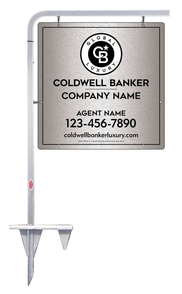 Tubular Stake And Agent Sign Panel Unit, 24"H X 24"W, Brushed Aluminum Composite