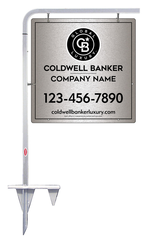 Tubular Stake And Office Sign Panel Unit, 24"H X 24"W, Brushed Aluminum Composite