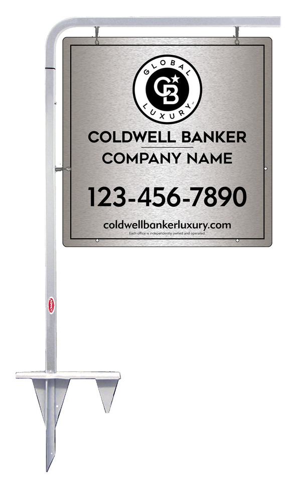 Tubular Stake And Office Sign Panel Unit, 24"H X 24"W, Brushed Aluminum Composite