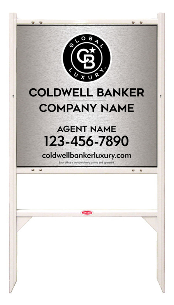 Angle Iron Frame And Agent Sign Panel Unit, 24"H X 24"W, Brushed Aluminum Composite