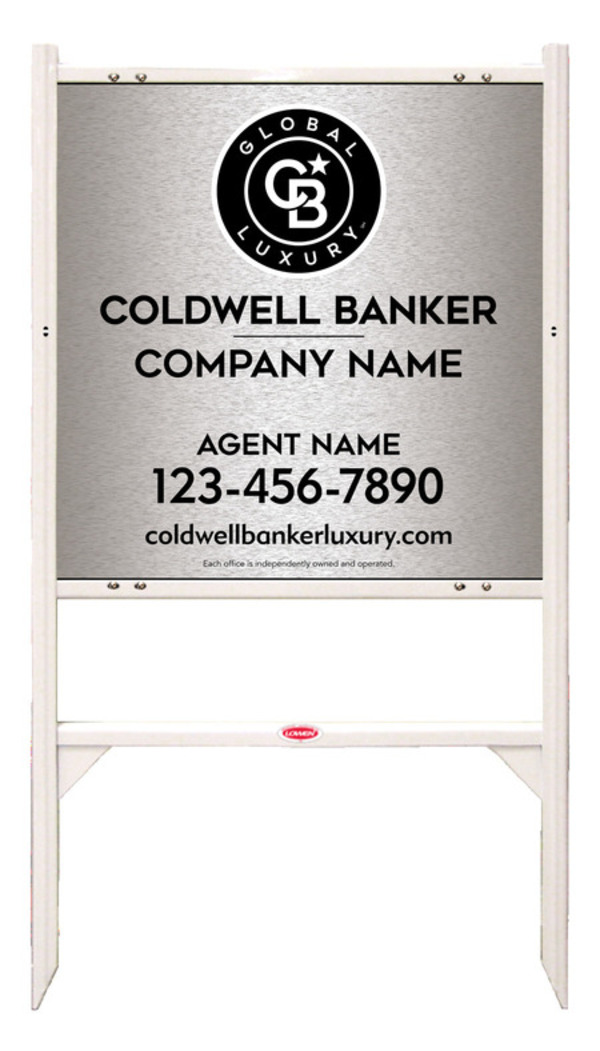 Angle Iron Frame And Agent Sign Panel Unit, 24"H X 24"W, Brushed Aluminum Composite